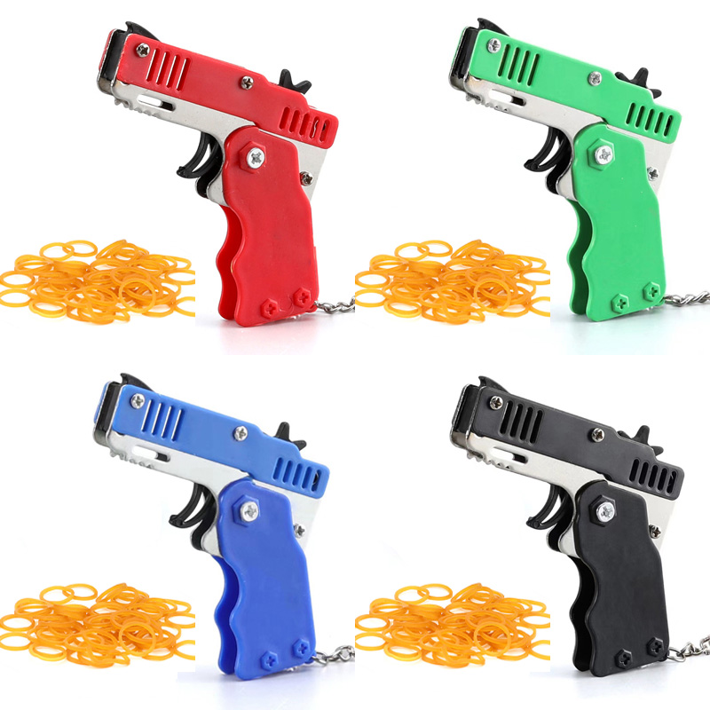Party Games Kids Outdoor - Mini portachiavi elastico pistola giocattolo elastico
